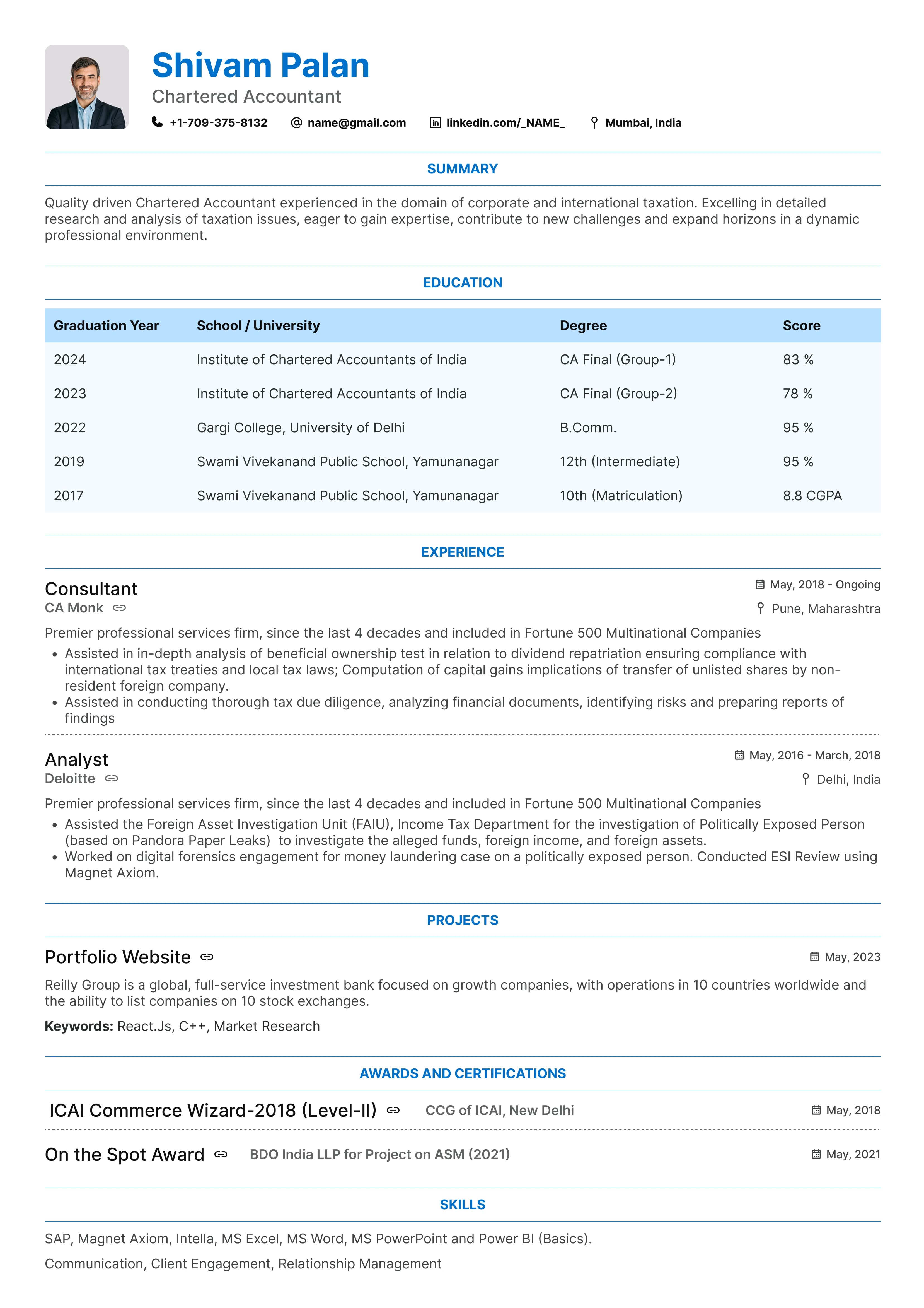 Formal resume template