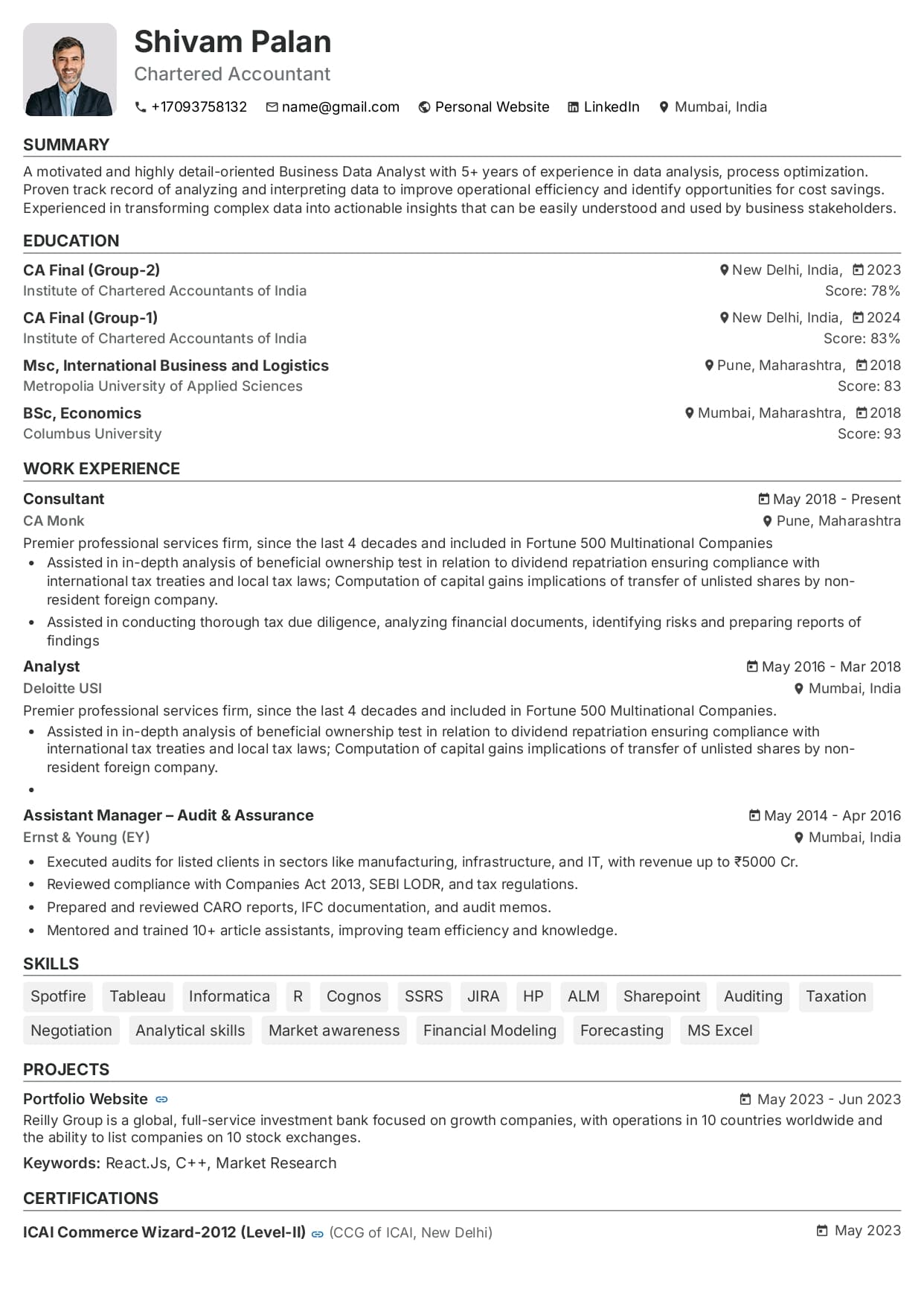 Classic resume template