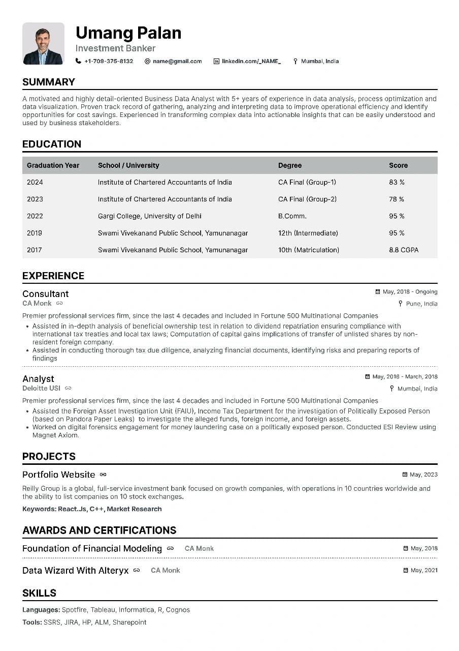 Clean resume template