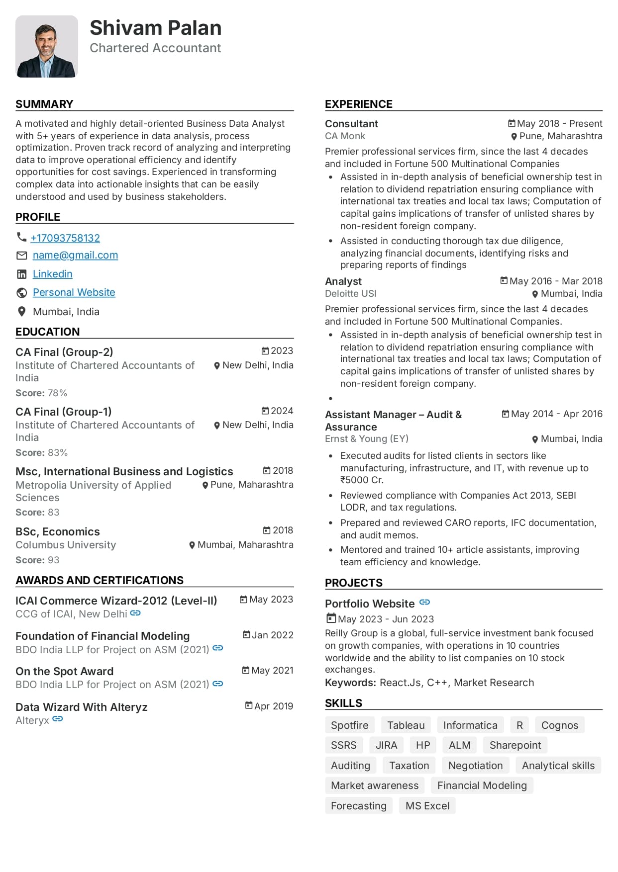 Modern resume template