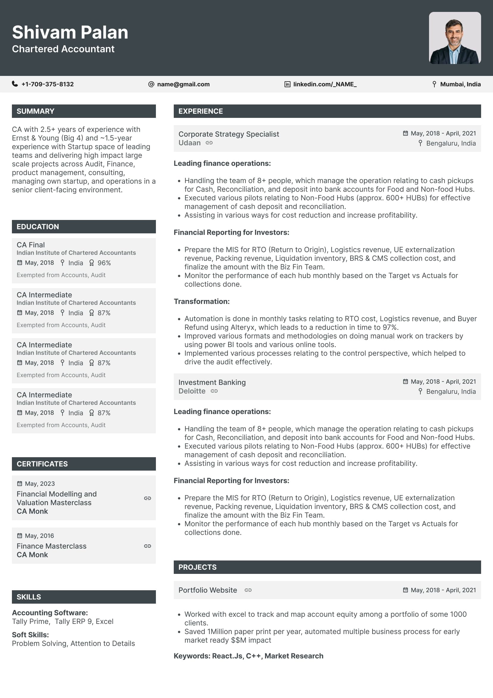 Refined resume template