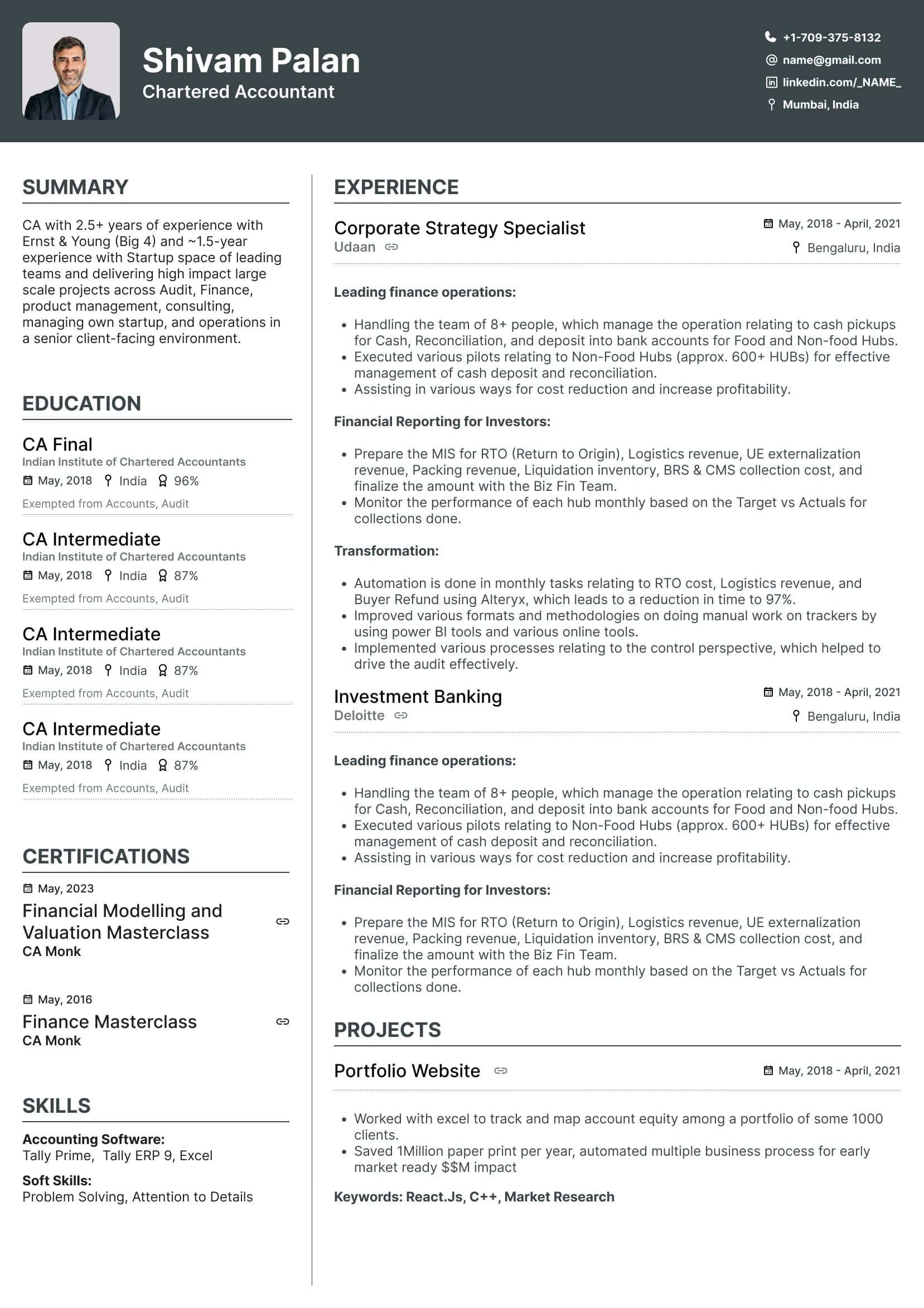 Sleek resume template
