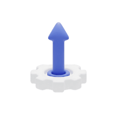 Arrow on gear representing technical impact strategy