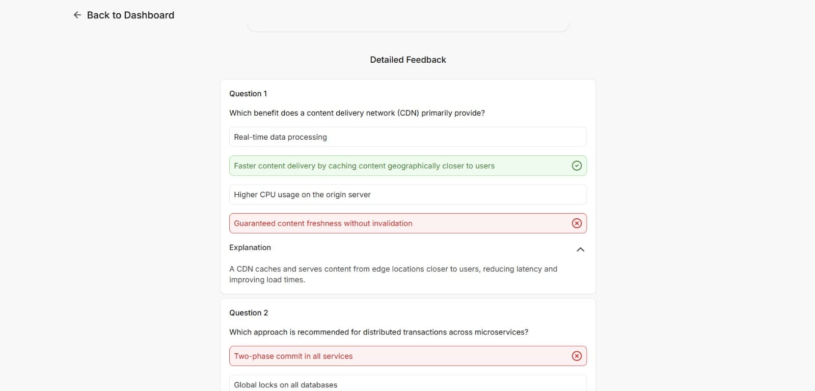 Detailed technical feedback placeholder