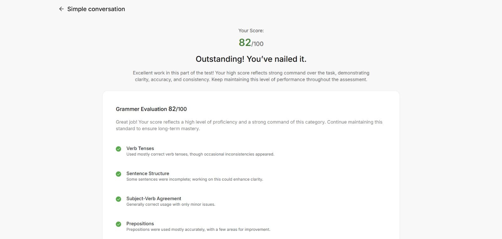 Versant advanced grammar evaluation placeholder
