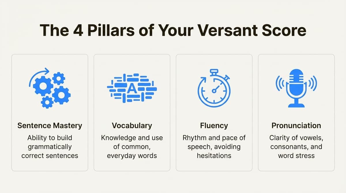 The 4 pillars of Versant score