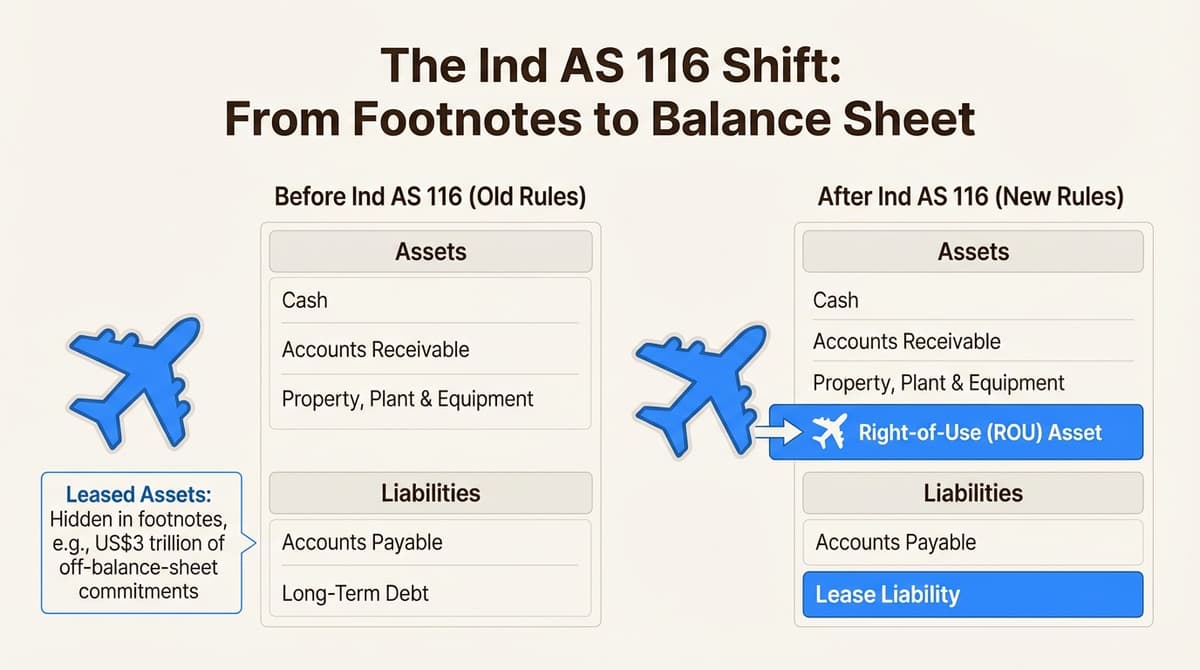 Balance sheet before and after Ind AS 116